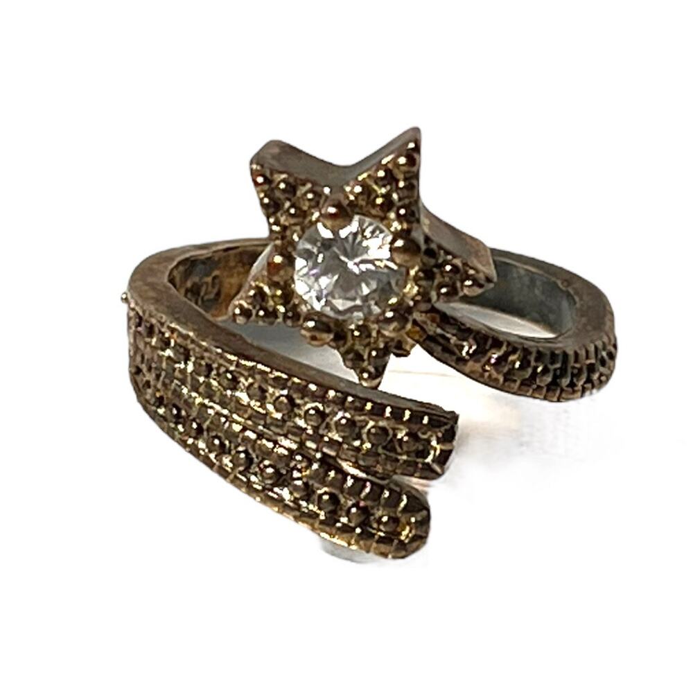 Vintage Womens Star Shaped Statement Ring 925 Silver Size 8.5-9 Jewelry